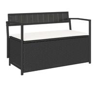 Banc de jardin avec coussin en rotin noir | Rangement sous siège, sac étanche, ressort à gaz, coussins lavables, usage extérieur