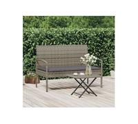 Banc de jardin avec coussin gris 105 cm résine tressée