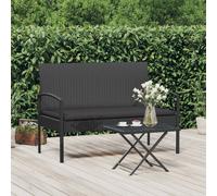 vidaXL Banc de jardin avec coussin noir 105 cm résine tressée Noir