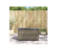 vidaXL Banc de jardin avec coussin en résine tressée 116x46x57 cm Gris