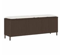 vidaXL Banc de jardin avec coussin marron 110x30x40,5 cm résine tressée