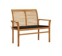 Banc de jardin avec coussin noir 112 cm Bois de teck massif