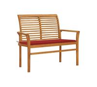 Banc de jardin avec coussin rouge 112 cm Bois de teck massif