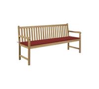 Banc de jardin avec coussin rouge 175 cm Bois de teck massif