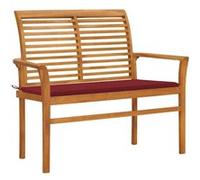 vidaXL Banc de jardin Patio – Bois de teck massif 112 cm avec coussin Bleu royal