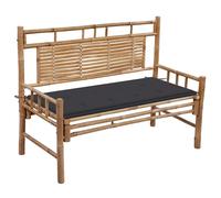 Banc de Jardin avec Coussin Siège Meuble Patio Terrasse Extérieur Bambou vidaXL