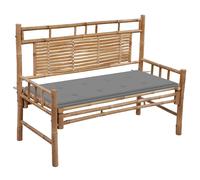 Banc de Jardin avec Coussin Siège Meuble Patio Terrasse Extérieur Bambou vidaXL