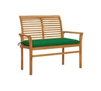 Banc de jardin avec coussin vert 112 cm Bois de teck massif