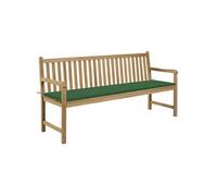 Banc de jardin avec coussin vert 175 cm Bois de teck massif