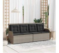 Banc de jardin avec coussin - vidaXL - Poly rotin - Gris clair - 108 cm largeur d'assise - Dossier multiposition