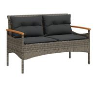 Banc de jardin avec coussins 116x62,5x74 cm gris résine tressée