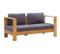Banc de jardin avec coussins 140 cm Bois d'acacia solide Gris