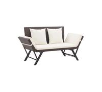 Banc de jardin avec coussins 176 cm Marron Résine tressée