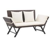 Banc de jardin avec coussins 176 cm Marron Résine tressée Marron G