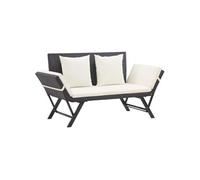 Banc de jardin avec coussins 176 cm Noir Résine tressée
