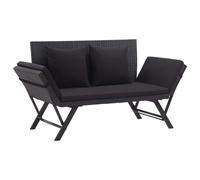 Banc de Jardin avec Coussins 176 cm Noir Résine Tressée Terrasse Patio vidaXL