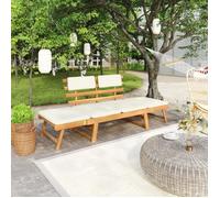 Banc de jardin 2-en-1 avec coussins - VIDAXL - Bois massif d'acacia - 2 personnes - Beige