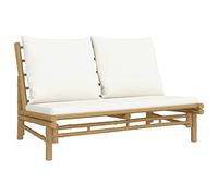 Banc de jardin avec coussins blanc crème bambou