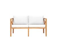 Banc de jardin avec coussins crème Bois de teck solide