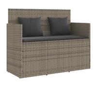 Banc de jardin avec coussins en polyrotin gris | Boîte de rangement étanche, cric à gaz, housses amovibles, max 110 kg