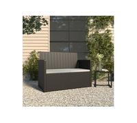 vidaXL Banc de jardin avec coussins 105 cm Résine tressée Noir