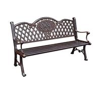 Banc de jardin avec dossier et accoudoirs, banc en fonte d'aluminium durable pour parc, porche, piscine, balcon, cour, entrée, terrasse, 150 cm de long