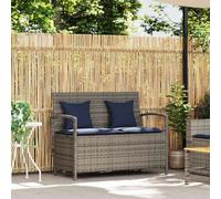 Banc de jardin avec rangement et coussin gris rotin synthétique | Rangement sous siège, sac imperméable, ouverture à gaz, coussin lavable, rotin synthétique durable