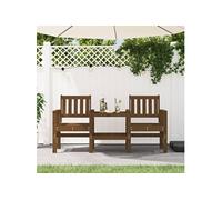 vidaXL Banc de Jardin avec Table 2 Places, Siège avec Accoudoirs et Dossier, Meuble de Terrasse Patio, Scandinave, Brun Miel Bois Massif de Pin 825152