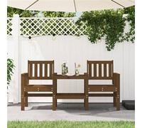 vidaXL Banc de Jardin avec Table 2 Places, Siège avec Accoudoirs et Dossier, Meuble de Terrasse Patio, Scandinave, Brun Miel Bois Massif de Pin 825152