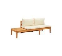 Vidaxl Banc De Jardin Avec Table Et Coussins Blanc Crème Teck Solide