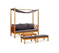 Bois d'Acacia Solide Banc de Jardin avec Table et Repose-pieds Lit de Repos d'Extérieur Banc de Patio Meuble de Terrasse Arrière-cour