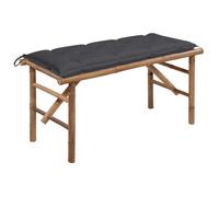 Banc de jardin - Bambou - 118 cm - Pliable - Coussin imperméable - 2 places