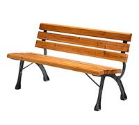 Banc de jardin, banc de jardin en bois massif avec dossier, cadre en métal anti-corrosion Banc pour balcon de parc, banc de jardin rétro de loisirs, facile à (150 cm d'épaisseur en bois 2,5 cm)