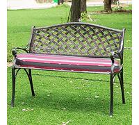 Banc de jardin, bancs de jardin, chaises de parc, banc en métal chez The Courtyard a un dossier, assise pour 2 personnes, chaise de jardin en aluminium moulé sous pression (Marron)
