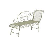 Banc de jardin banquette design en fer forge vert vieilli dossier côte droit 156x46 cm MDJ10191