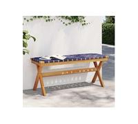 Vidaxl Banc De Jardin Bleu Foncé Bois Massif D'acacia Et Tissu