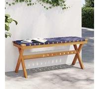 Banc de jardin bleu foncé bois massif d acacia et tissu Bleu foncé et marron G
