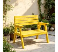 Banc de jardin coloré, banquette exterieur ou de véranda robuste en bois | Stabilité grâce à la structure,choix de couleurs variées; pour véranda, parc ou jardin(Giallo,140cm/55.1in)