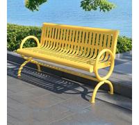 Banc de jardin d'extérieur avec structure en acier renforcé, banc de terrasse pour jardin, siège de parc résistant aux intempéries avec dossier ergonomique pour pelouse ou véranda(Giallo,71in/6ft)