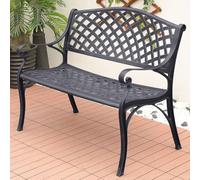 Banc de jardin d'extérieur de 99,1 cm, mobilier de patio en métal résistant aux intempéries, aluminium moulé, capacité de charge de 400 kg, banc vert élégant pour cour, porche, parc, décoration de