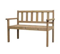 Banc de jardin d'extérieur en bois pour 2 personnes avec dossier et accoudoirs, capacité de 200 kg, mobilier d'extérieur pour cour, parc et terrasse, finition naturelle