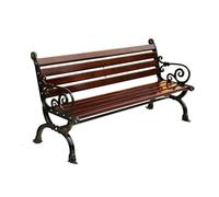 Banc de jardin d'extérieur en fer forgé avec accoudoirs et dossier - Pieds en fonte robuste - Pour balcon, terrasse, terrasse - Finition marron - 1,5 m