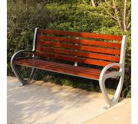 Banc de jardin d'extérieur en fonte d'aluminium avec cadre de charge haute résistance, résistant aux intempéries, banc de parc pour porche et pelouse, banc de dossier de 150 cm, couleur noyer