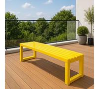 Banc de jardin d'extérieur en métal 2 à 4 places, meubles de terrasse résistants aux intempéries, siège de jardin jaune dos nu pour balcon et cour, longueurs : 100-180 cm