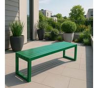 Banc de jardin d'extérieur en métal, 2 à 4 places, résistant aux intempéries, dossier nu, pour balcon et cour, longueurs 100-180 cm (vert, 150 cm)