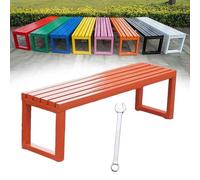 Banc de jardin d'extérieur en métal 23 places résistant aux intempéries sans dossier Blanc/noir 100 cm 120 cm 150 cm 180 cm Options pour parcs et jardins
