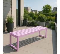 Banc de jardin d'extérieur en métal pour 2 à 4 personnes, résistant aux intempéries, dossier nu, parfait pour balcon et cour, disponible en rose, longueur 100-180 cm