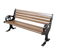 Banc de jardin d'extérieur en métal résistant aux intempéries avec dossier et accoudoirs, assise confortable pour cour et porche