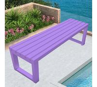 Banc de jardin d'extérieur en métal résistant aux intempéries - Banc de parc sans dossier pour cour, entrée et porche - Chaise violette de 1,5 m pour une utilisation en intérieur et en extérieur