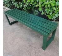 Banc de jardin d'extérieur en métal résistant aux intempéries pour 2 personnes avec dossier nu et trous de montage Vert 59 x 15 cm